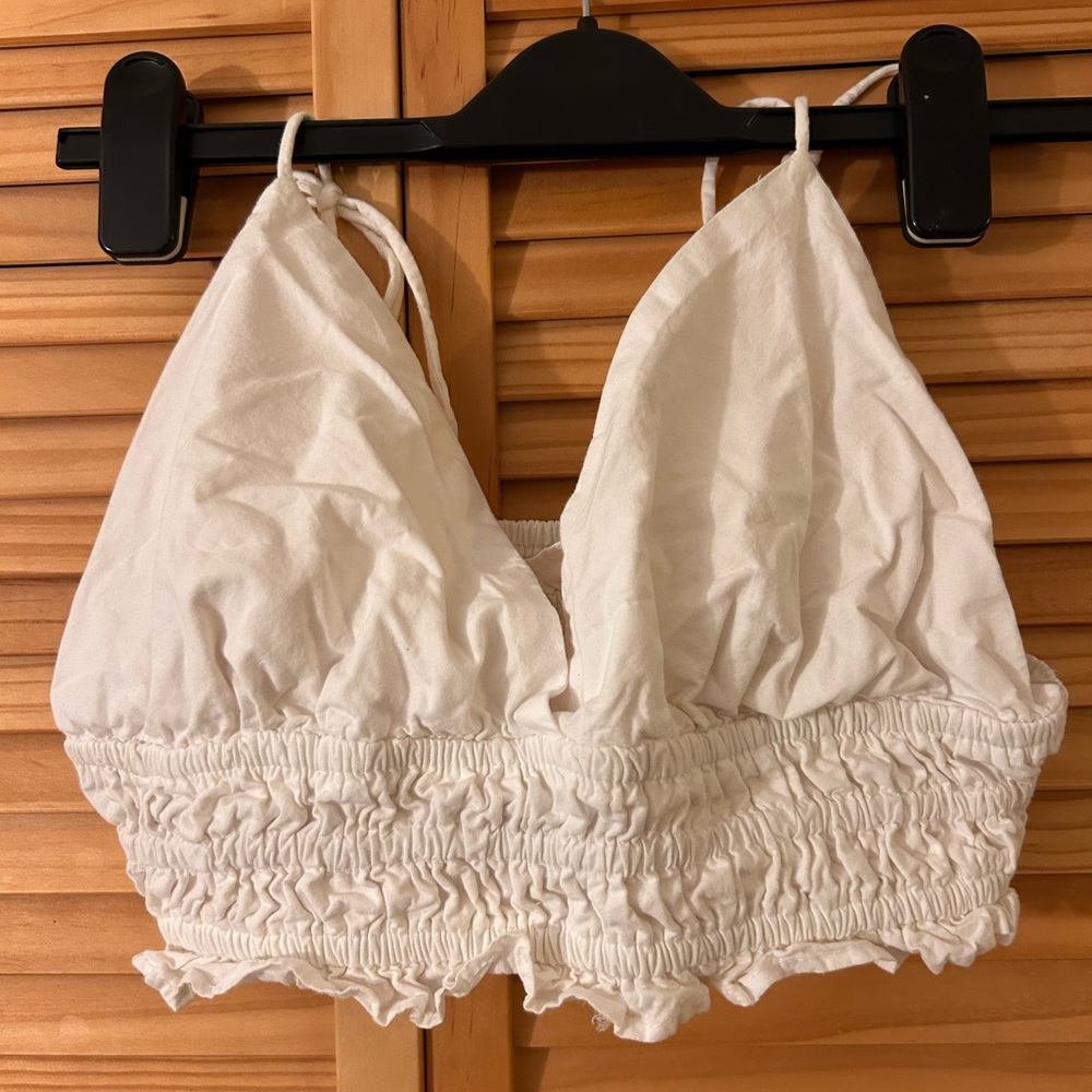 Sim & Sam White Ruffle Crop Top